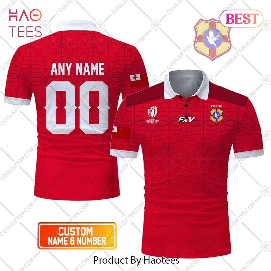 Rugby World Cup 2023 Tonga Rugby Home Jersey Style Polo Shirt