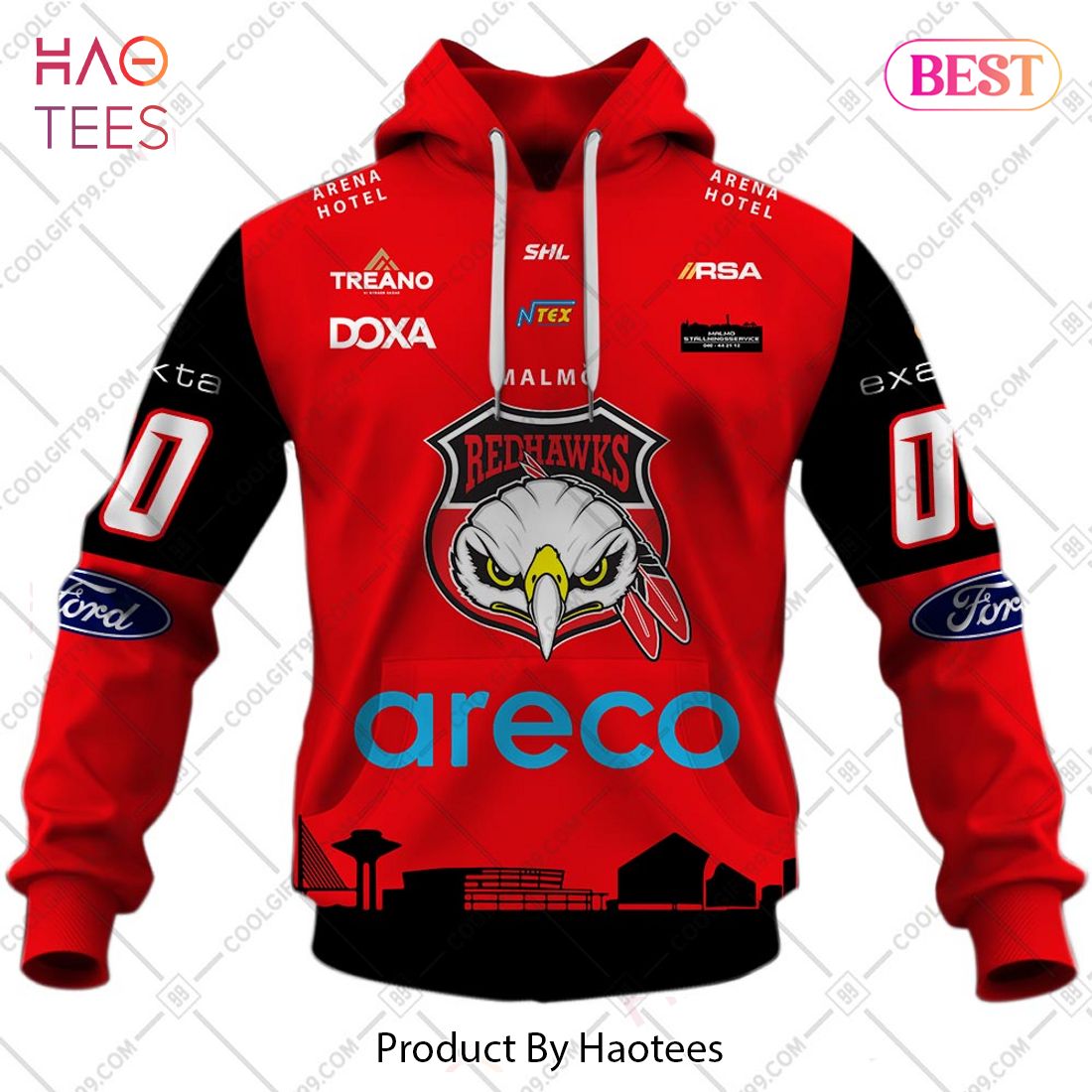 SHL Malmo Redhawks Home jersey Style Hoodie T Shirt Zip Hoodie