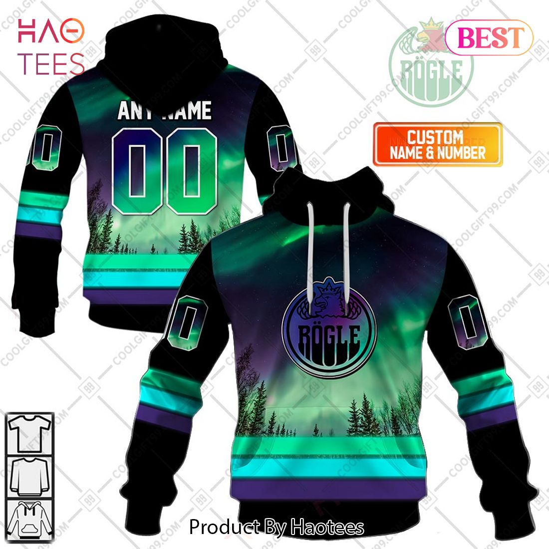 SHL Rogle BK Northern Lights Design Hoodie, T-Shirt, Zip Hoodie, Sweatshirt