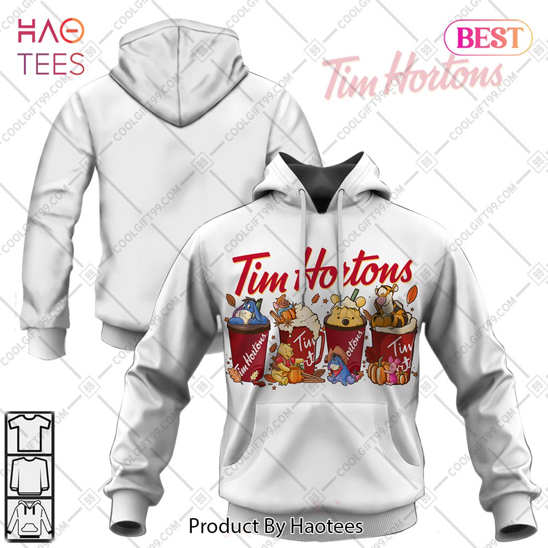 Tim Hortons Pooh and friends White Hoodie, T-Shirt, Zip Hoodie, Sweatshirt