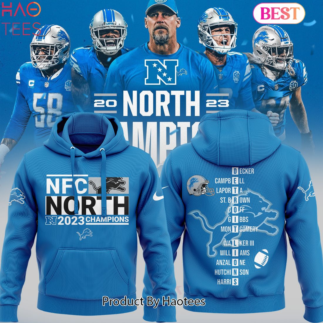 TRENDING Limited Edition NFC North Champions 2023 Detroit Lions Blue Hoodie