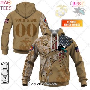 HOT Personalized NHL San Jose Sharks Marine Corps Camo Hoodie