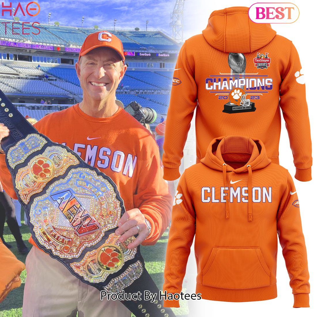 HOT TaxSlayer Gator Bowl Champions Clemson Tigers Football Hoodie