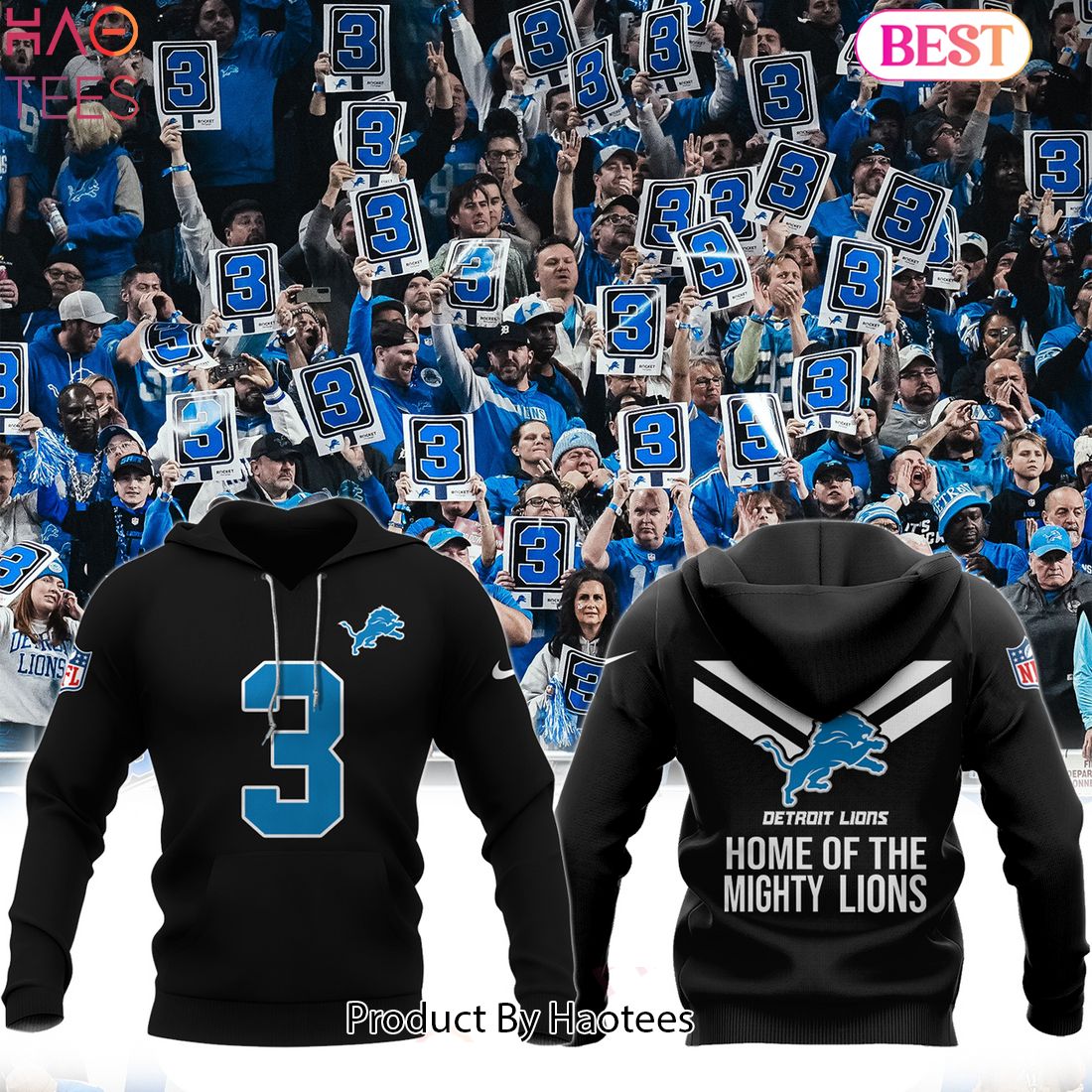 HOT TREND Detroit Lions NFL Play Offs Black Hoodie