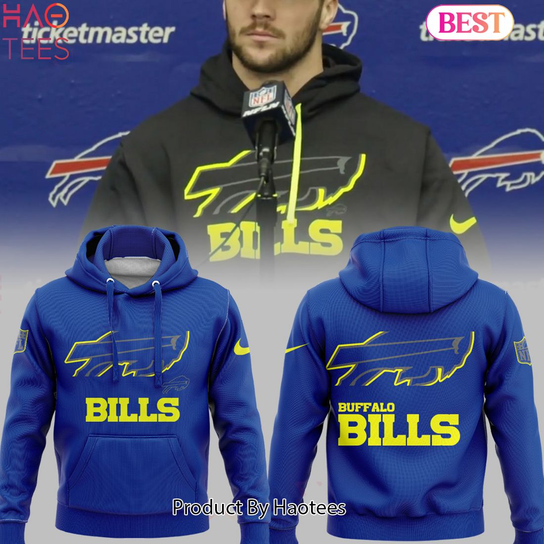 HOT TREND  Josh Allen Buffalo Bills Football Team Blue Hoodie