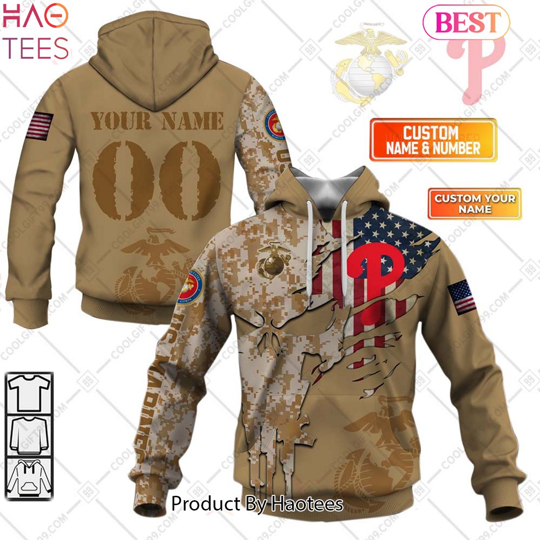 HOT TREND MLB Philadelphia Phillies Marine Camo Hoodie