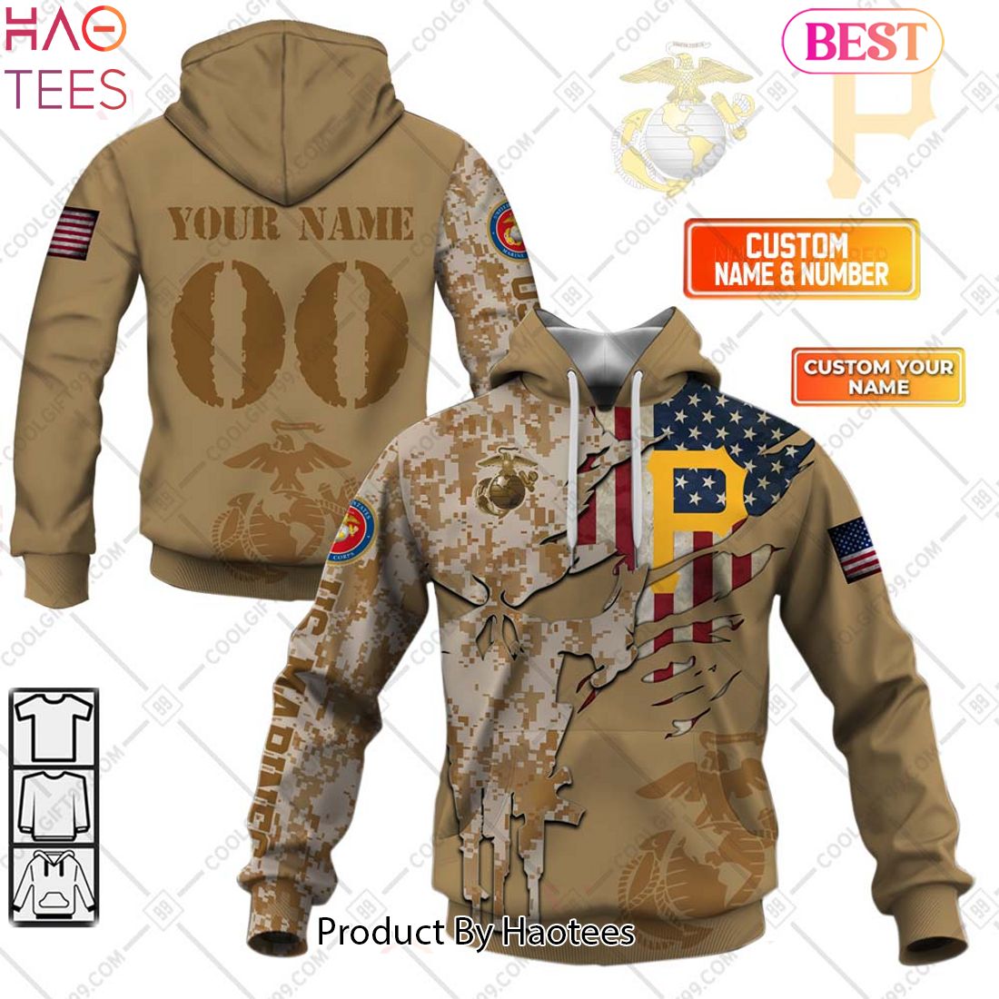 HOT TREND MLB Pittsburgh Pirates Marine Camo Hoodie
