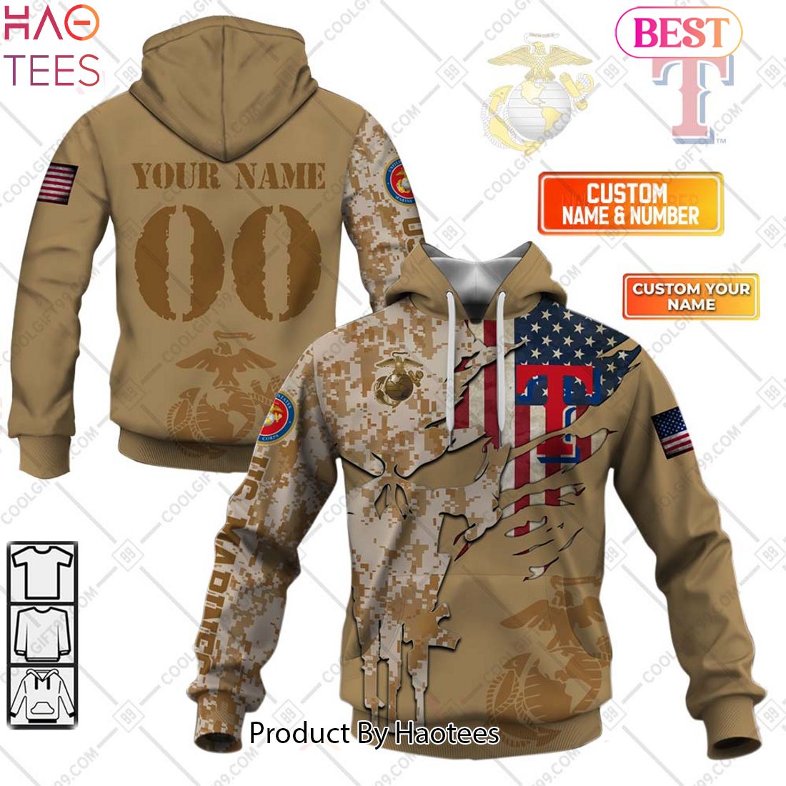 HOT TREND MLB Texas Rangers Marine Camo Hoodie