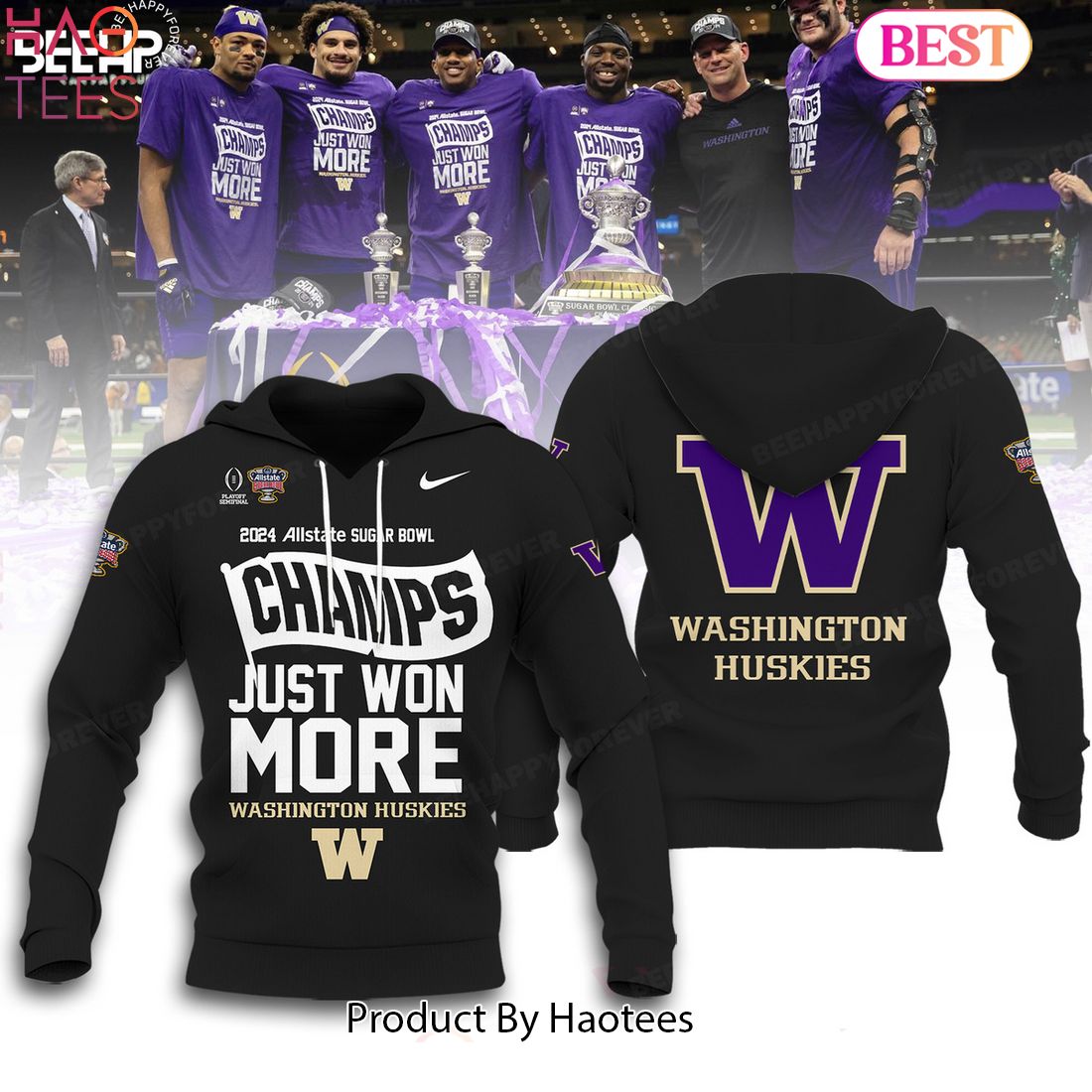 HOT TREND Washington Huskies 2024 Sugar Bowl Champions Hoodie