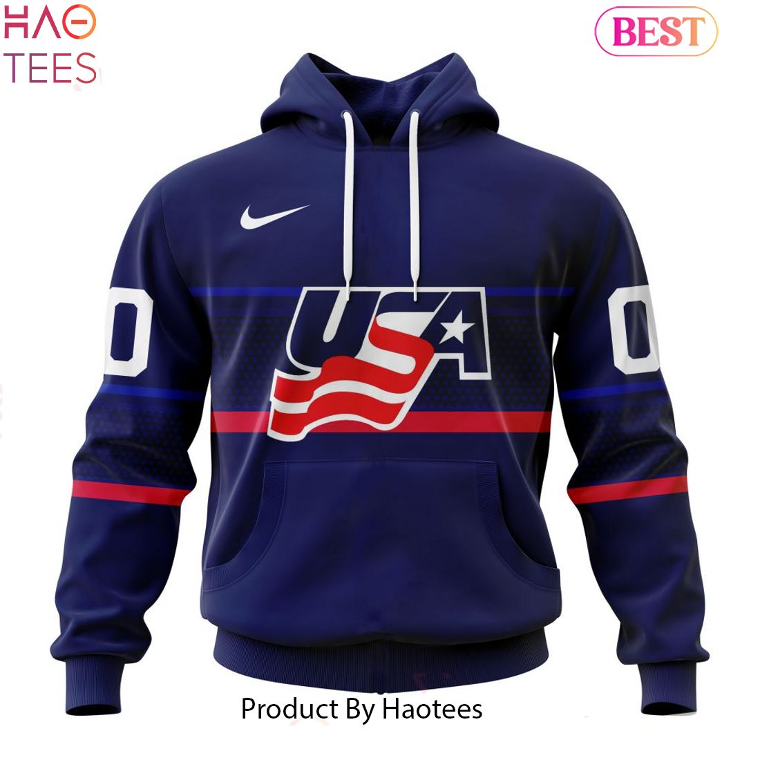 HOT USA Hockey Away Personalized Kits Hoodie HOT USA Hockey Away Personalized Kits Hoodie