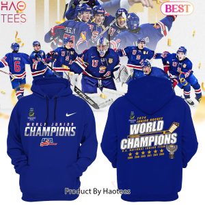HOT USA Junior Ice Hockey World Champions 2024 Blue Hoodie