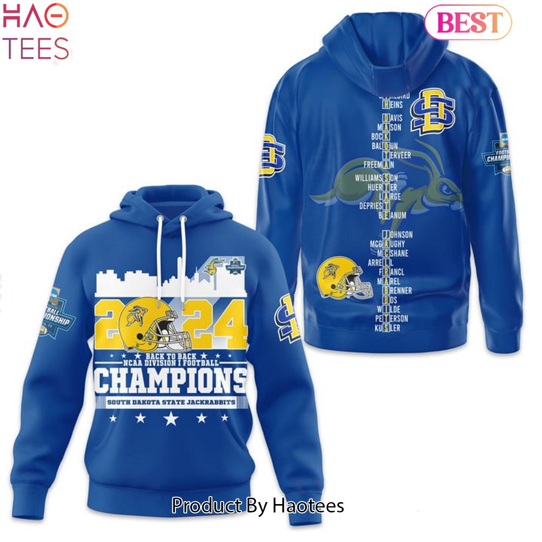 NEW 2024 Back To Back South Dakota State Jackrabbits Champions Hoodie