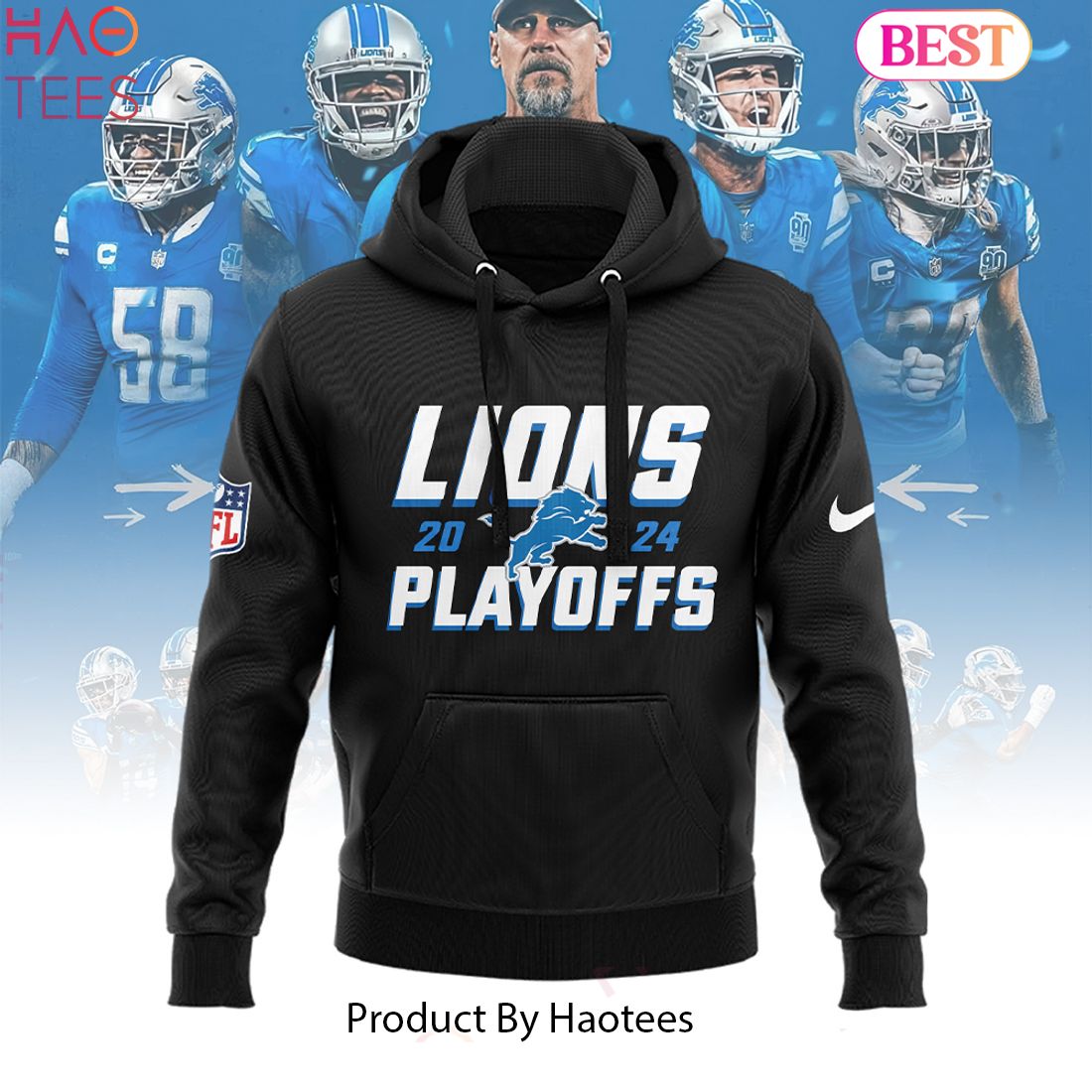 NEW etroit Lions 2024 NFL Playoff Hoodie Limited Edition