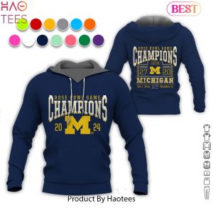 NEW Michigan Wolverines College Football Playoff 2024 Rose Bowl Champions Hoodie