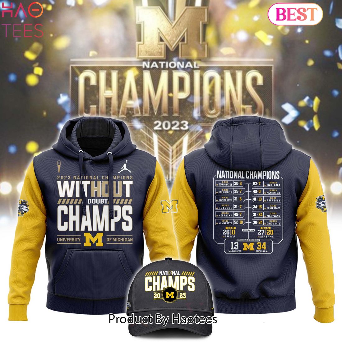 NEW Michigan Wolverines Football NCAA 2023 National Champions Hoodie Unisex