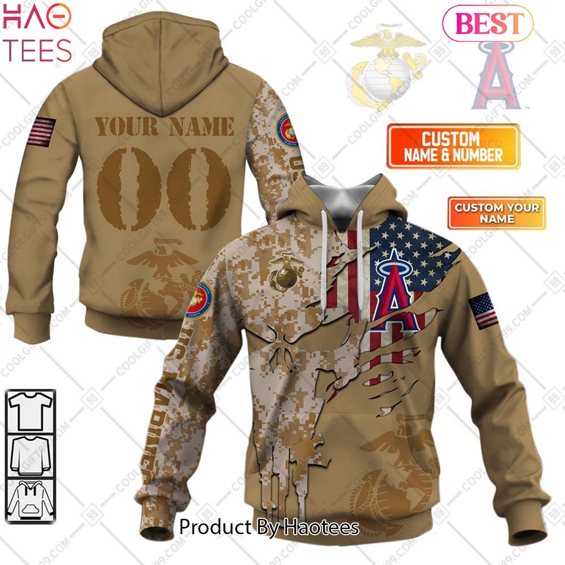 NEW MLB Los Angeles Angels Marine Camo Hoodie