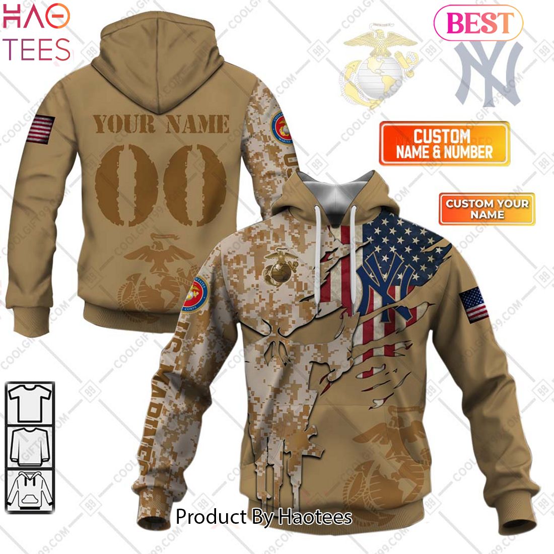 NEW MLB New York Yankees Marine Camo Hoodie
