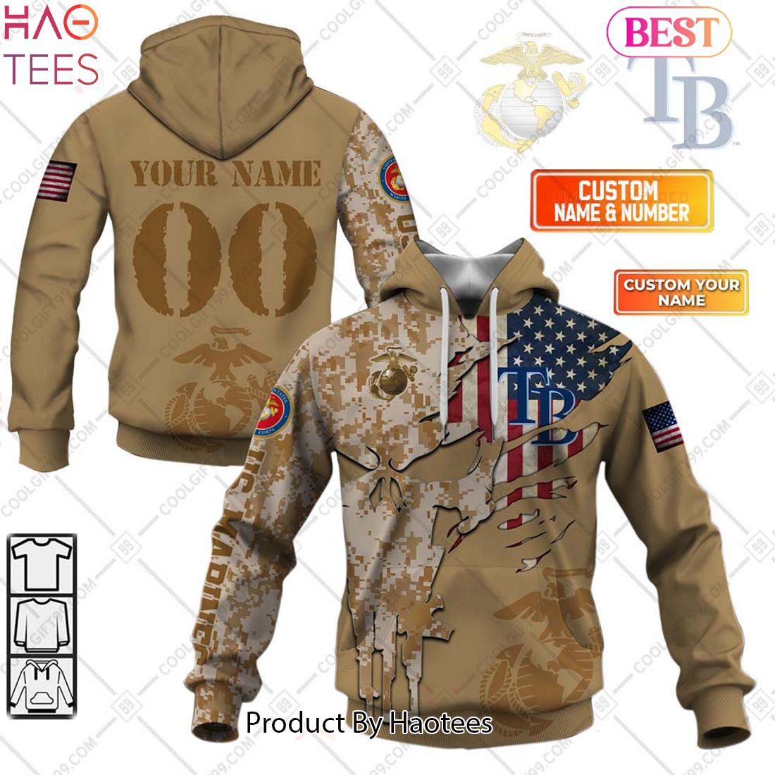 NEW MLB Tampa Bay Rays Marine Camo Hoodie