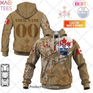 NEW Personalized NHL Edmonton Oilers Marine Corps Camo Hoodie