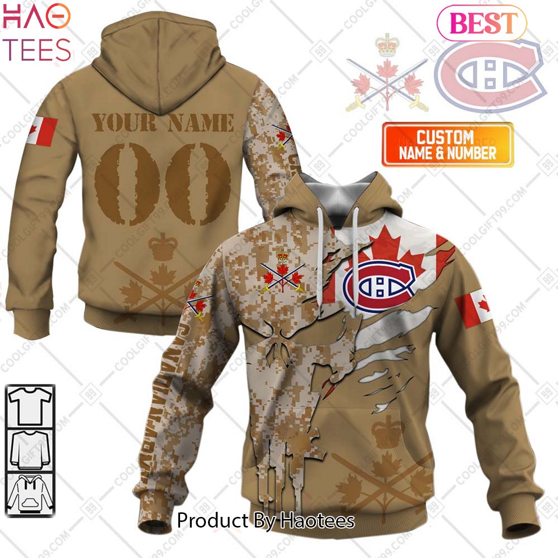 NEW Personalized NHL Montreal Canadiens Marine Corps Camo Hoodie