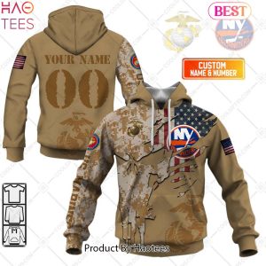 NEW Personalized NHL New York Islanders Marine Corps Camo Hoodie
