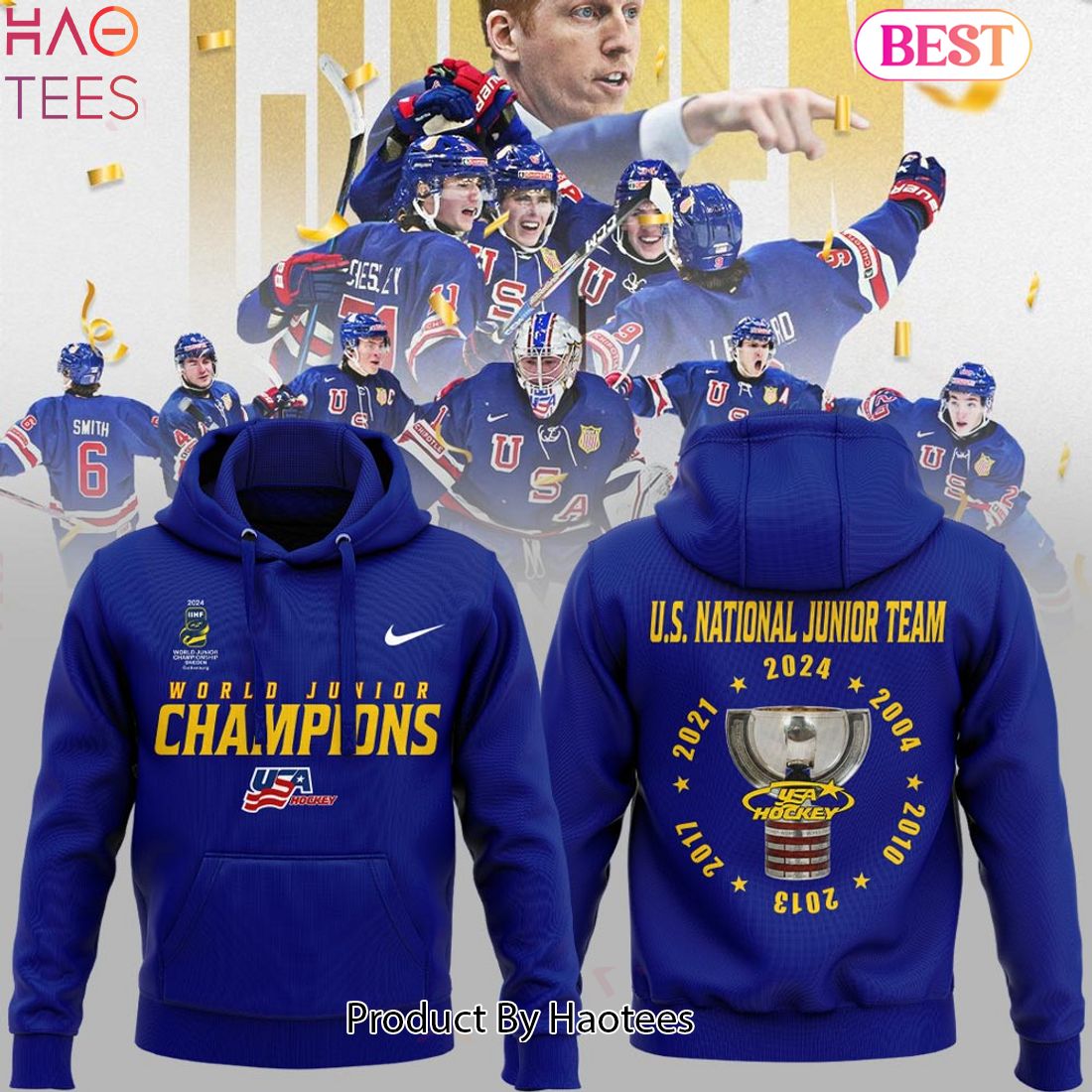 NEW USA Hockey World Junior Ice Hockey Champions 2024 Hoodie