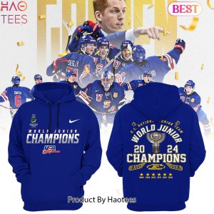 NEW USA Junior Ice Hockey World Champions 2024 Blue Hoodie