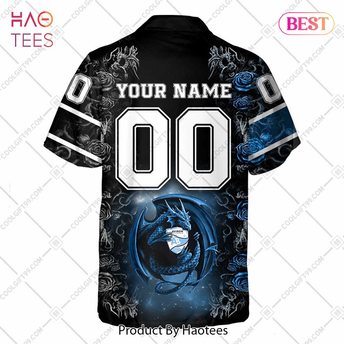 Personalized Aviron Bayonnais Rugby Rose Dragons Design Hawaiian Shirt