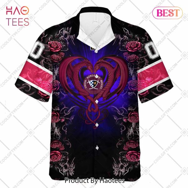 Personalized Bordeaux Begles Rugby Rose Dragons Design Hawaiian Shirt