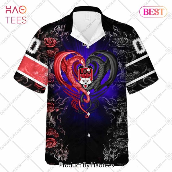 Personalized Lyon LOU Rugby Rose Dragons Design Hawaiian Shirt