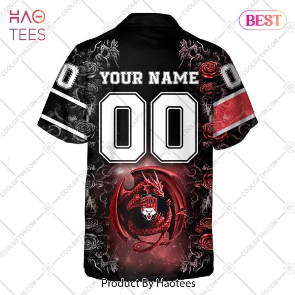 Personalized Lyon LOU Rugby Rose Dragons Design Hawaiian Shirt