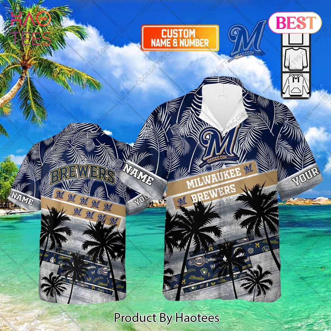 Personalized MLB Milwaukee Brewers Palm Tree Hawaii Shirt Personalized MLB Milwaukee Brewers Palm Tree Hawaii Shirt