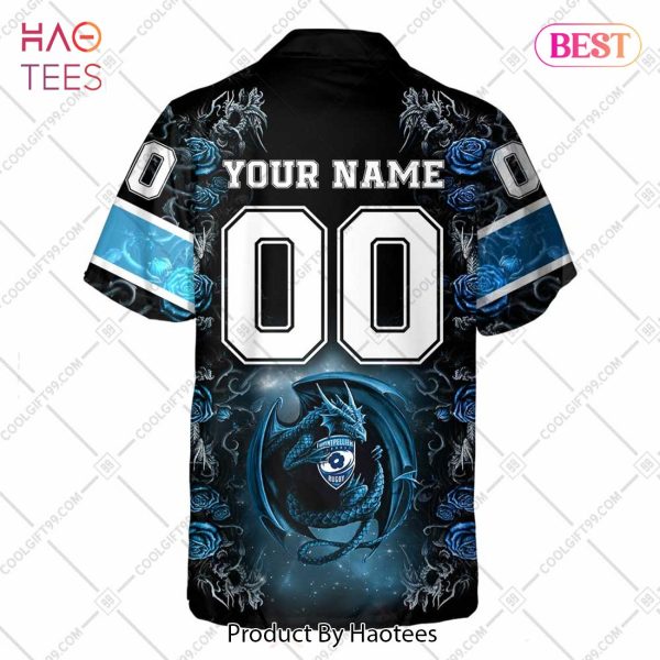 Personalized Montpellier Herault Rugby Rose Dragons Design Hawaiian Shirt