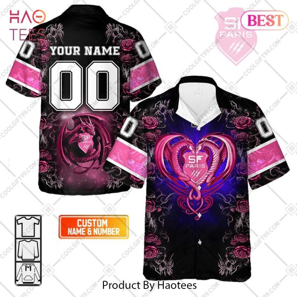 Personalized Stade Francais Paris Rugby Rose Dragons Design Hawaiian Shirt