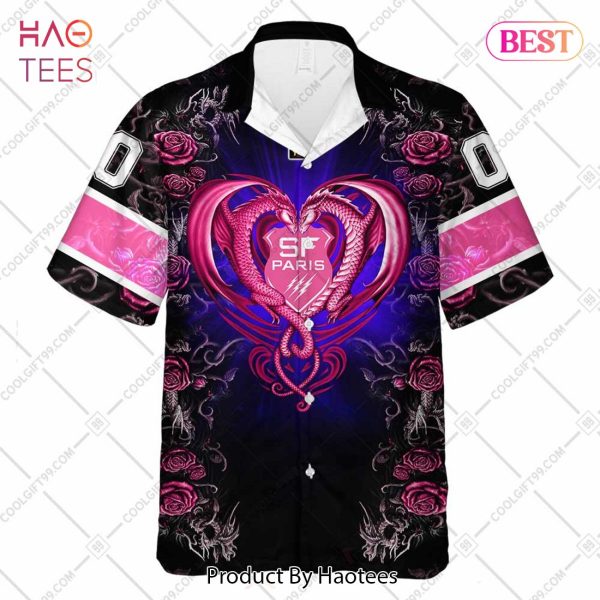 Personalized Stade Francais Paris Rugby Rose Dragons Design Hawaiian Shirt