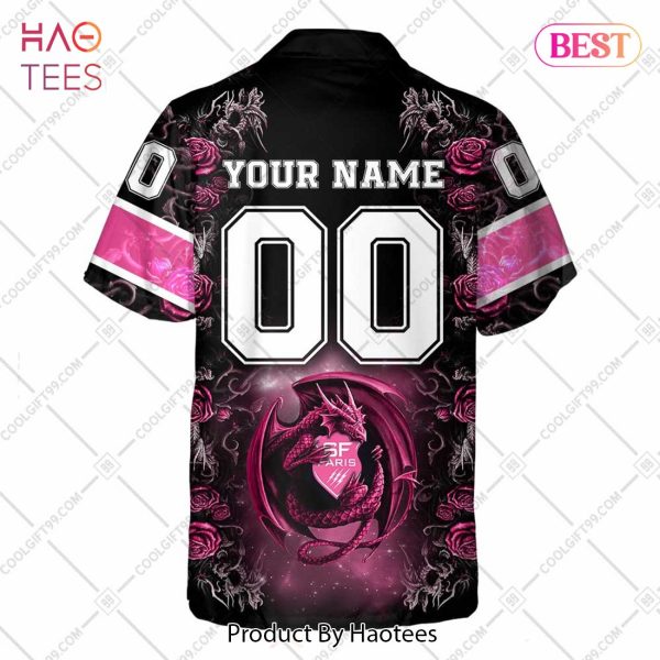 Personalized Stade Francais Paris Rugby Rose Dragons Design Hawaiian Shirt