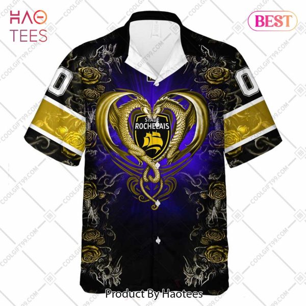 Personalized Stade Rochelais Rugby Rose Dragons Design Hawaiian Shirt