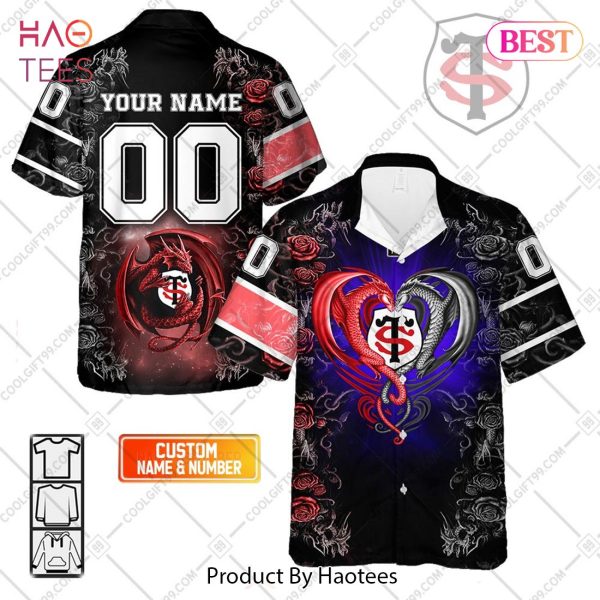 Personalized Stade Toulousain Rugby Rose Dragons Design Hawaiian Shirt