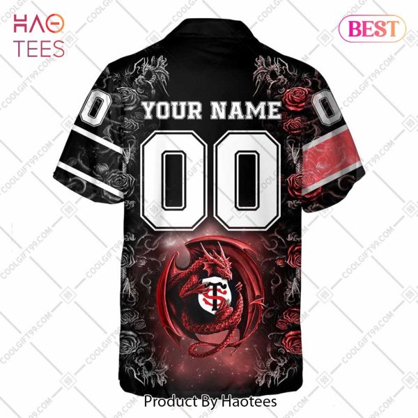 Personalized Stade Toulousain Rugby Rose Dragons Design Hawaiian Shirt