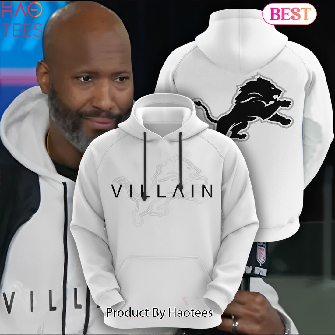 HOT TREND Detroit Lions Villain 2024 White Hoodie Limited Edition