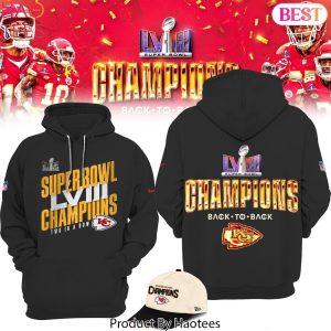 LVIII Super Bowl Champions Two In A Row  Kansas City Chiefs Hoodie