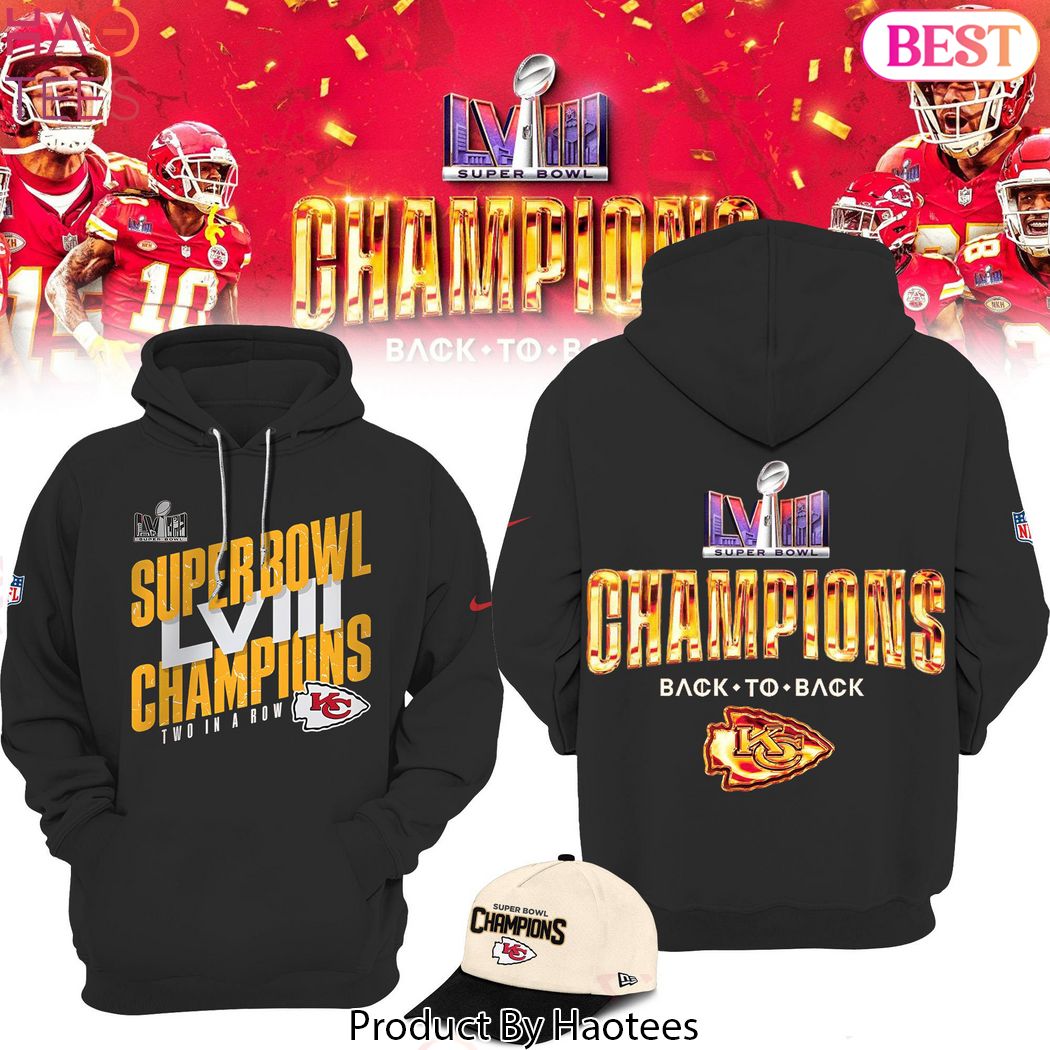 LVIII Super Bowl Champions Two In A Row  Kansas City Chiefs Hoodie