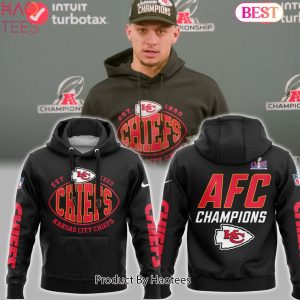 NEW AFC Kansas City Chiefs Champion Black Hoodie Limited Edition