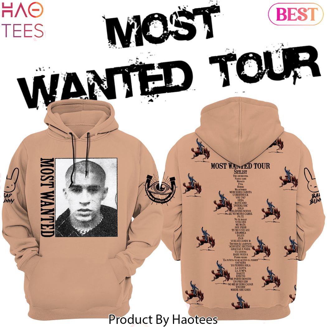 NEW Bad Bunny Most Wanted Tour Brown Hoodie