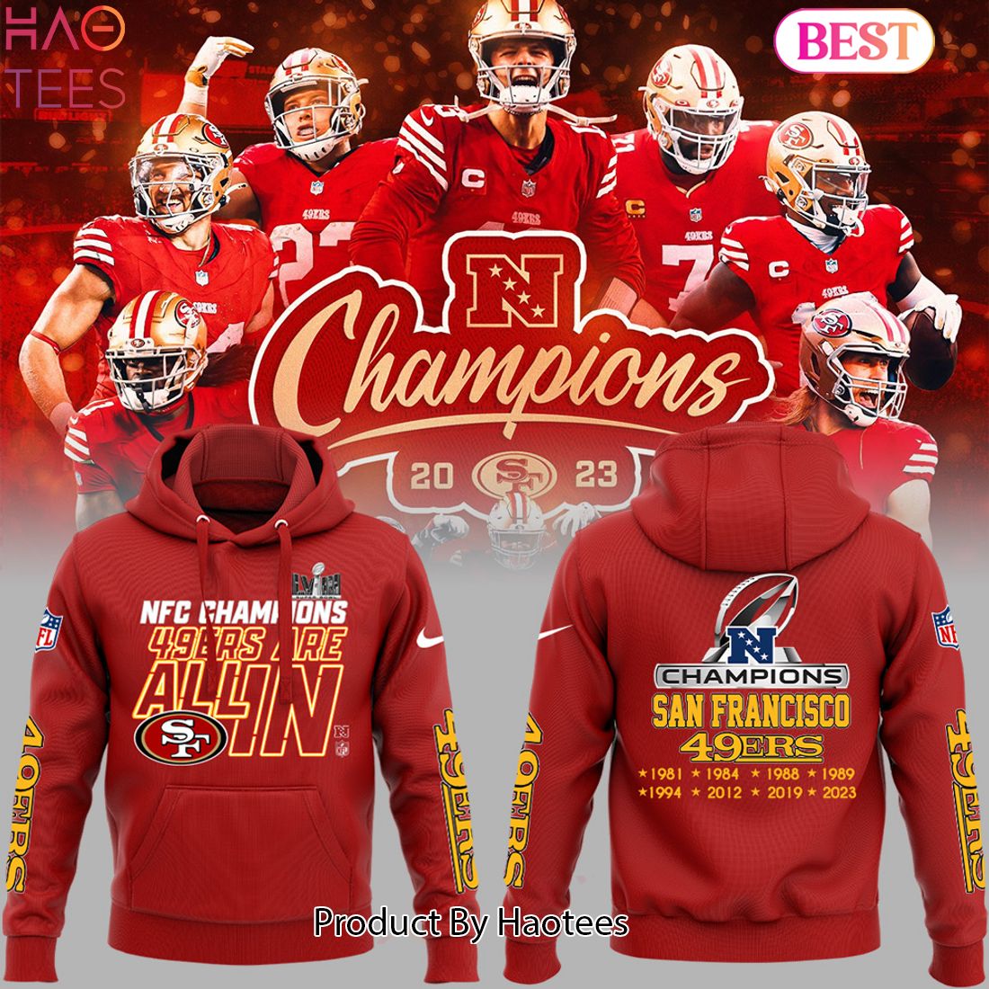 NEW NFC Limited Edition San Francisco 49ers Championship Team Hoodie