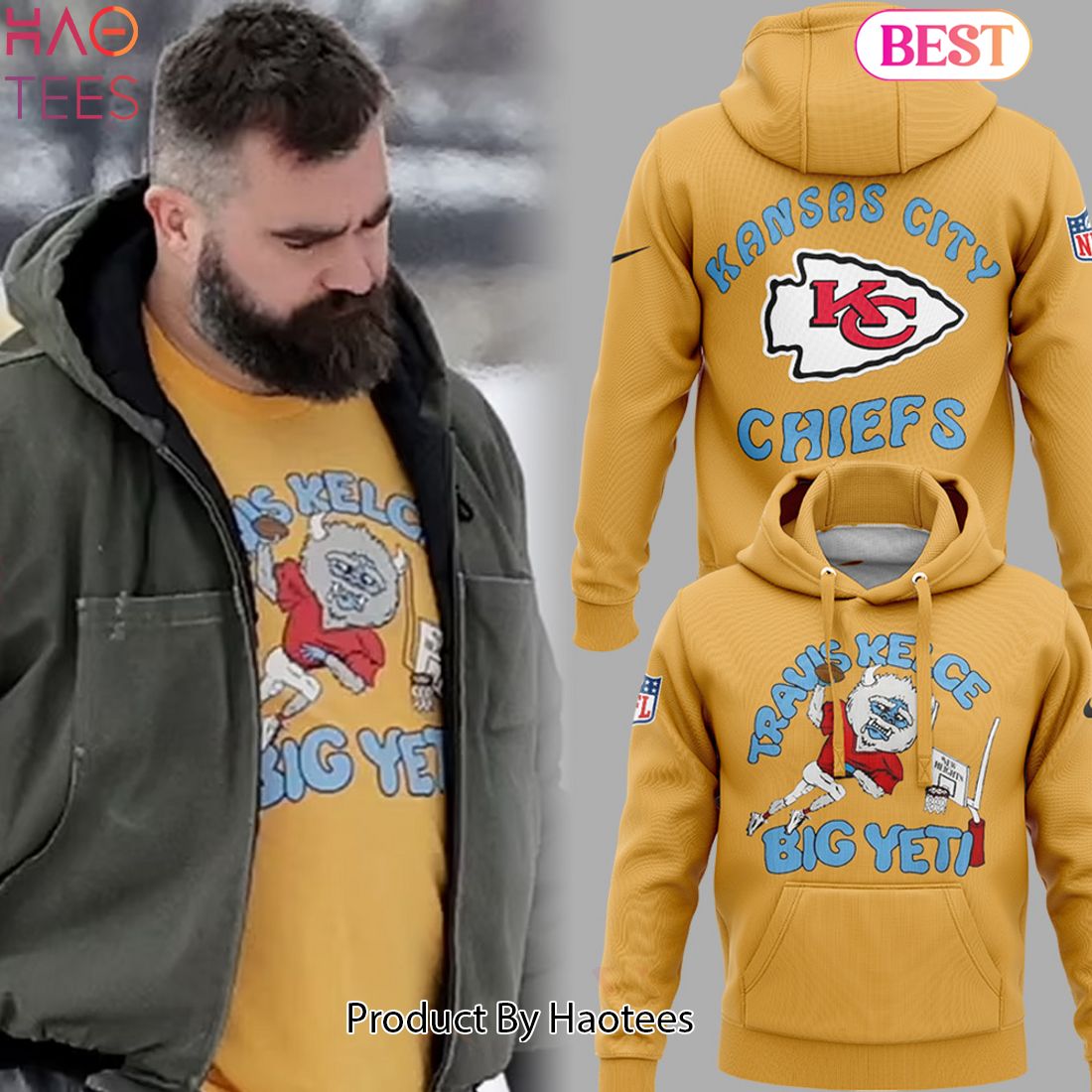 NEW Travis Kelce Big Yeti Kansas City Chiefs Hoodie