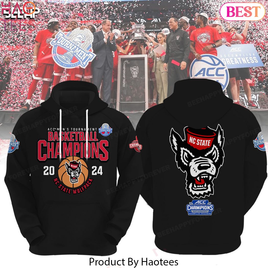 ACC Mens Tournament Basketball Champions 2024 NC State Wolfpack  Hoodie