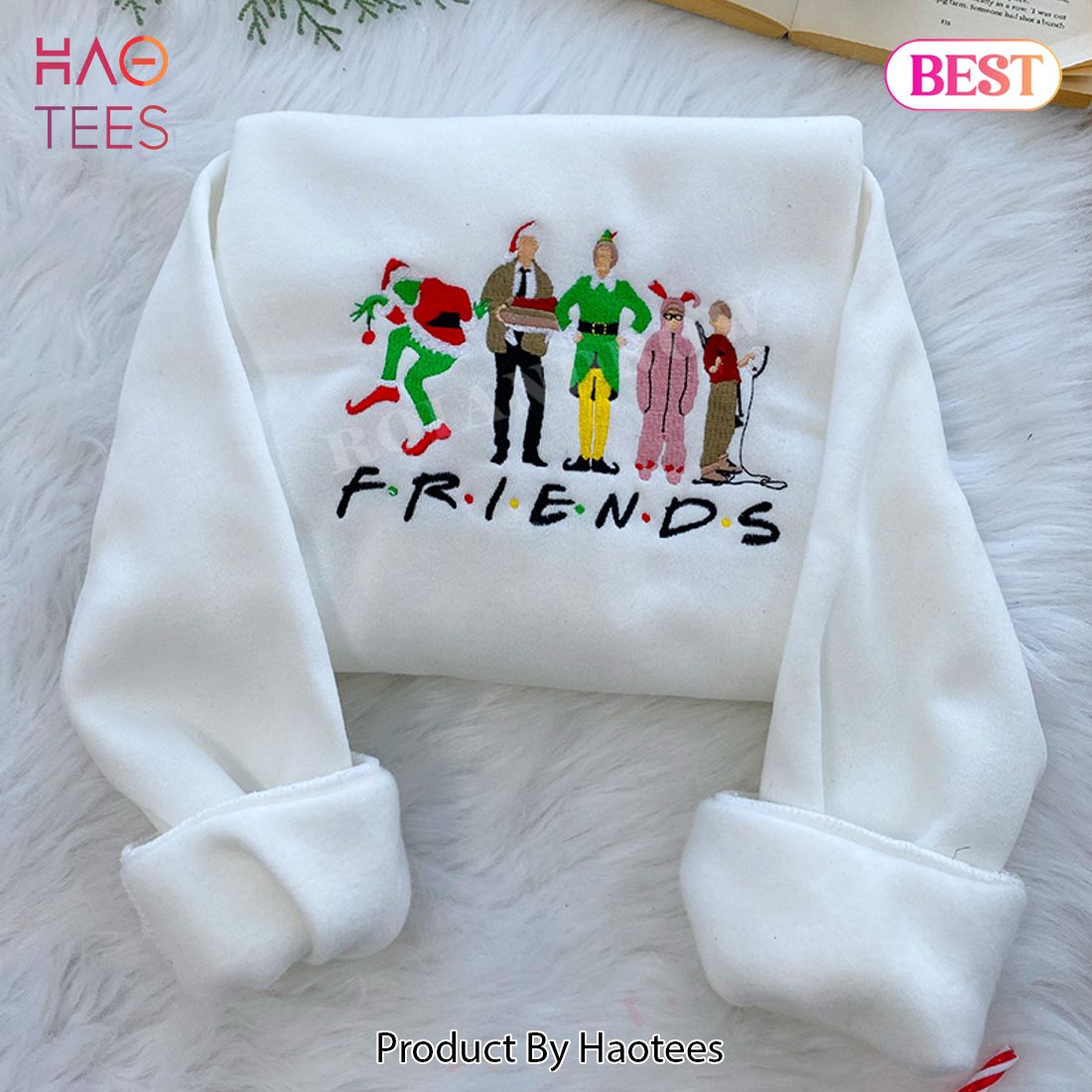 AVAILABLE Christmas Movies Friends – Embroidered Sweatshirt