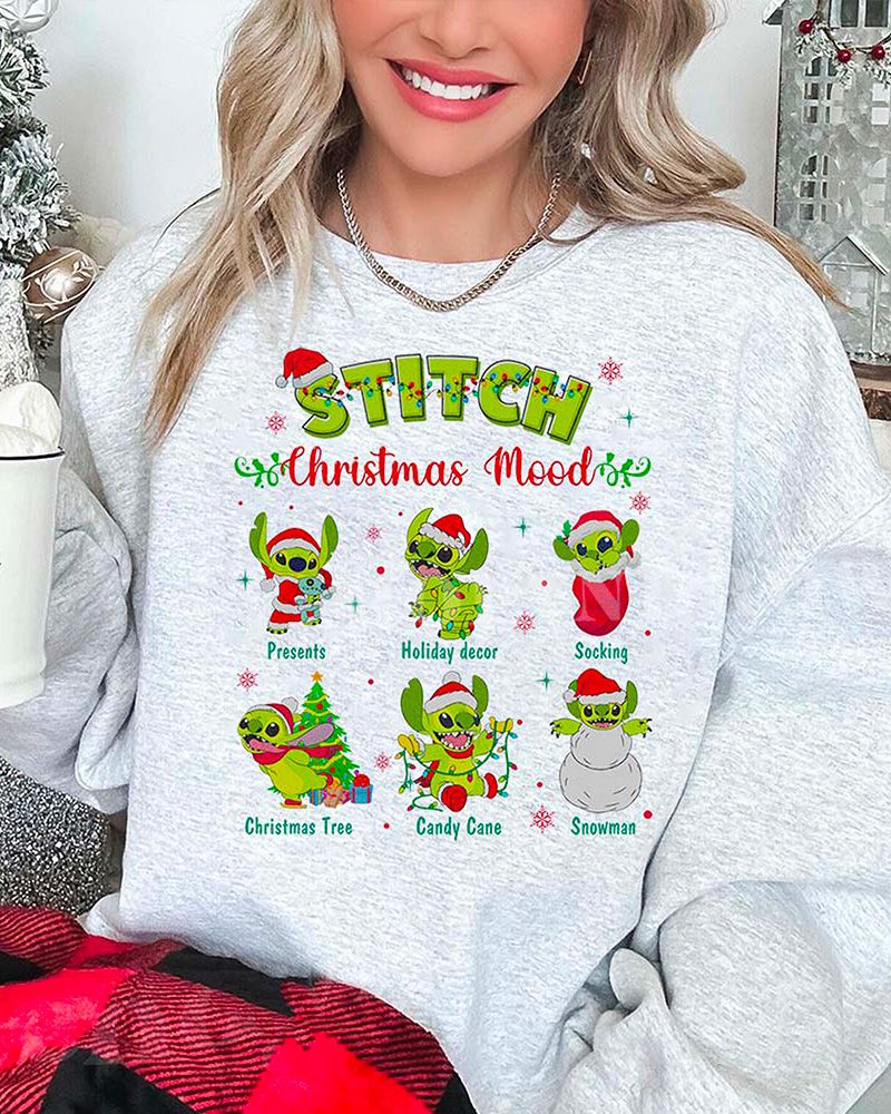 AVAILABLE Stitch Grinch Christmas Mood Christmas Sweatshirt