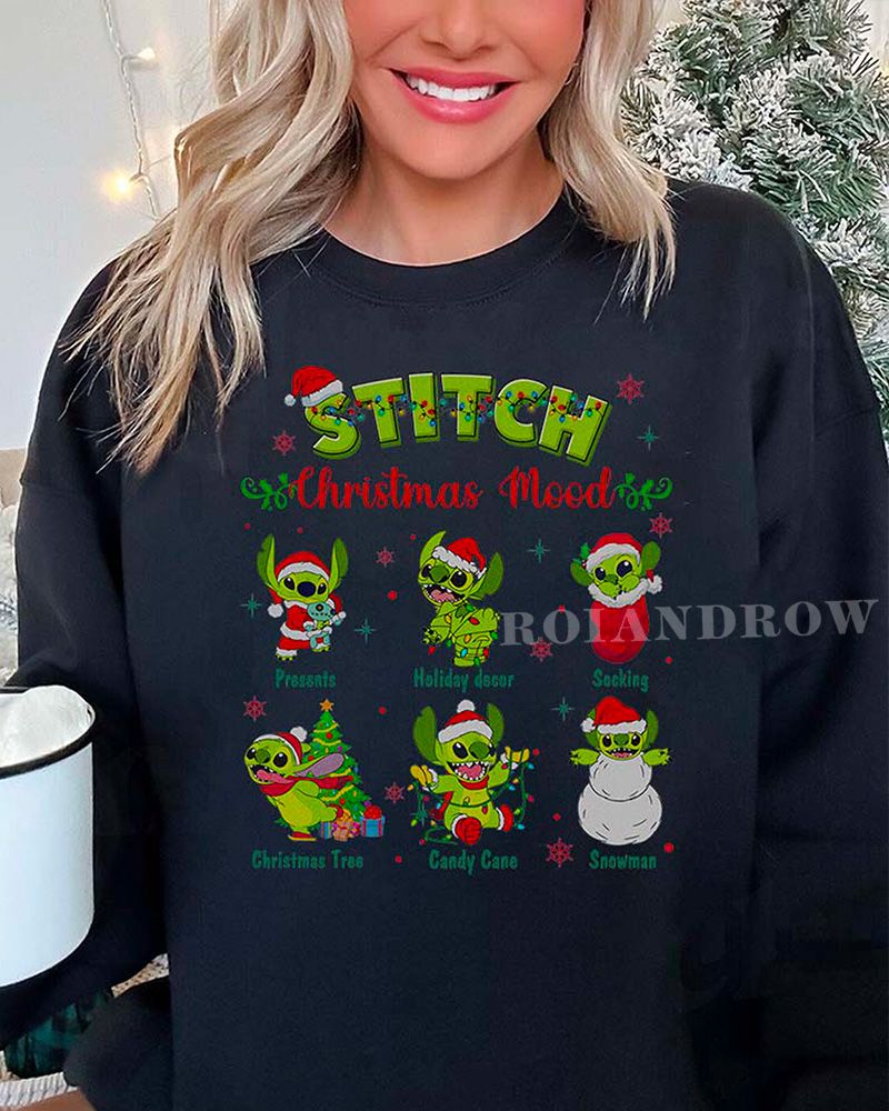 AVAILABLE Stitch Grinch Christmas Mood Christmas Sweatshirt AVAILABLE Stitch Grinch Christmas Mood Christmas Sweatshirt